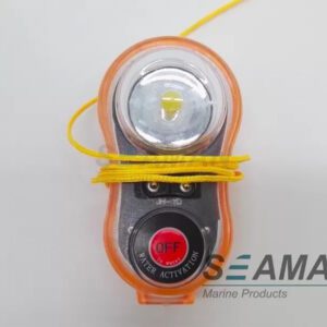 water-activated life jacket strobe light front view