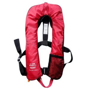 automatic inflatable offshore life jacket 150N ISO certified red marine safety PFD with harness and reflective tape