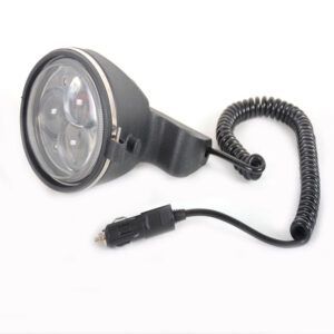 marine LED handheld spotlight with 12V vehicle plug and coiled cord