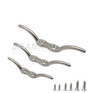 316 stainless steel marine cord cleat in 2.5 inch, 4 inch and 6 inch sizes with mounting screws