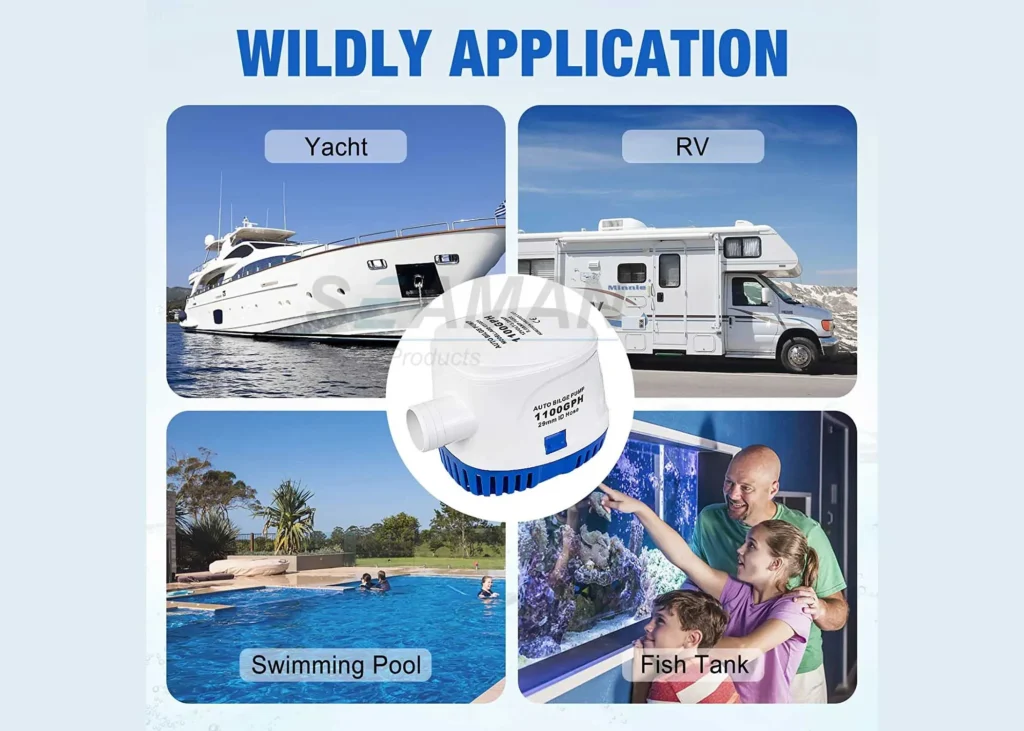 1100 GPH automatic bilge pump for yacht, RV, swimming pool and fish tank drainage applications