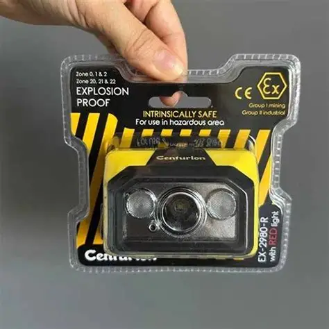 Intrinsically safe explosion-proof headlight with CE and Ex markings for hazardous areas
